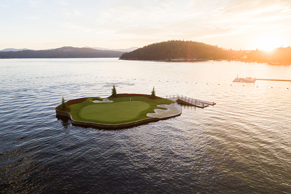 Aerial view of hotel and ocean