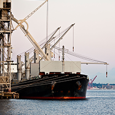 Cargo ship loading rice