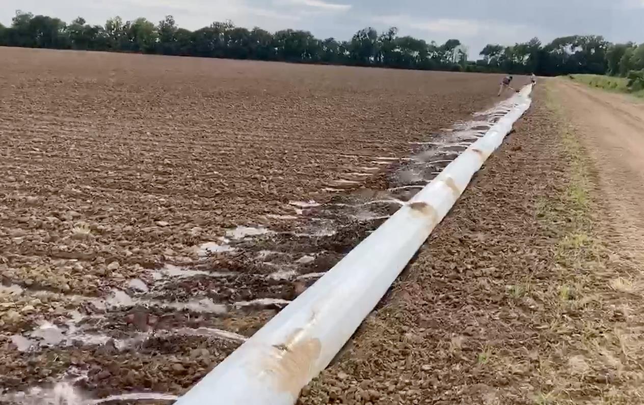 Field being irrigated w/polypipe