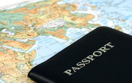 Passport on top of world map
