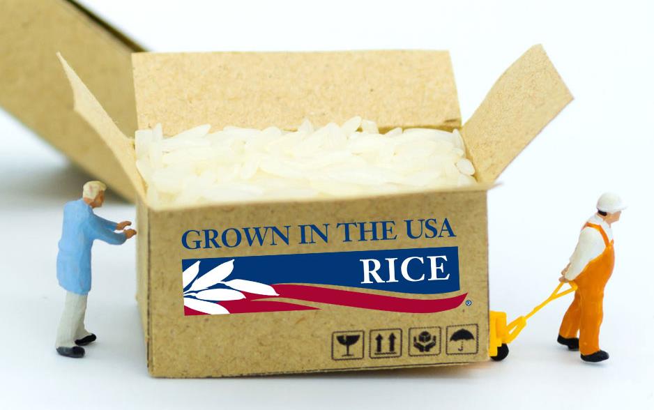 Figurines move box of US Rice 
