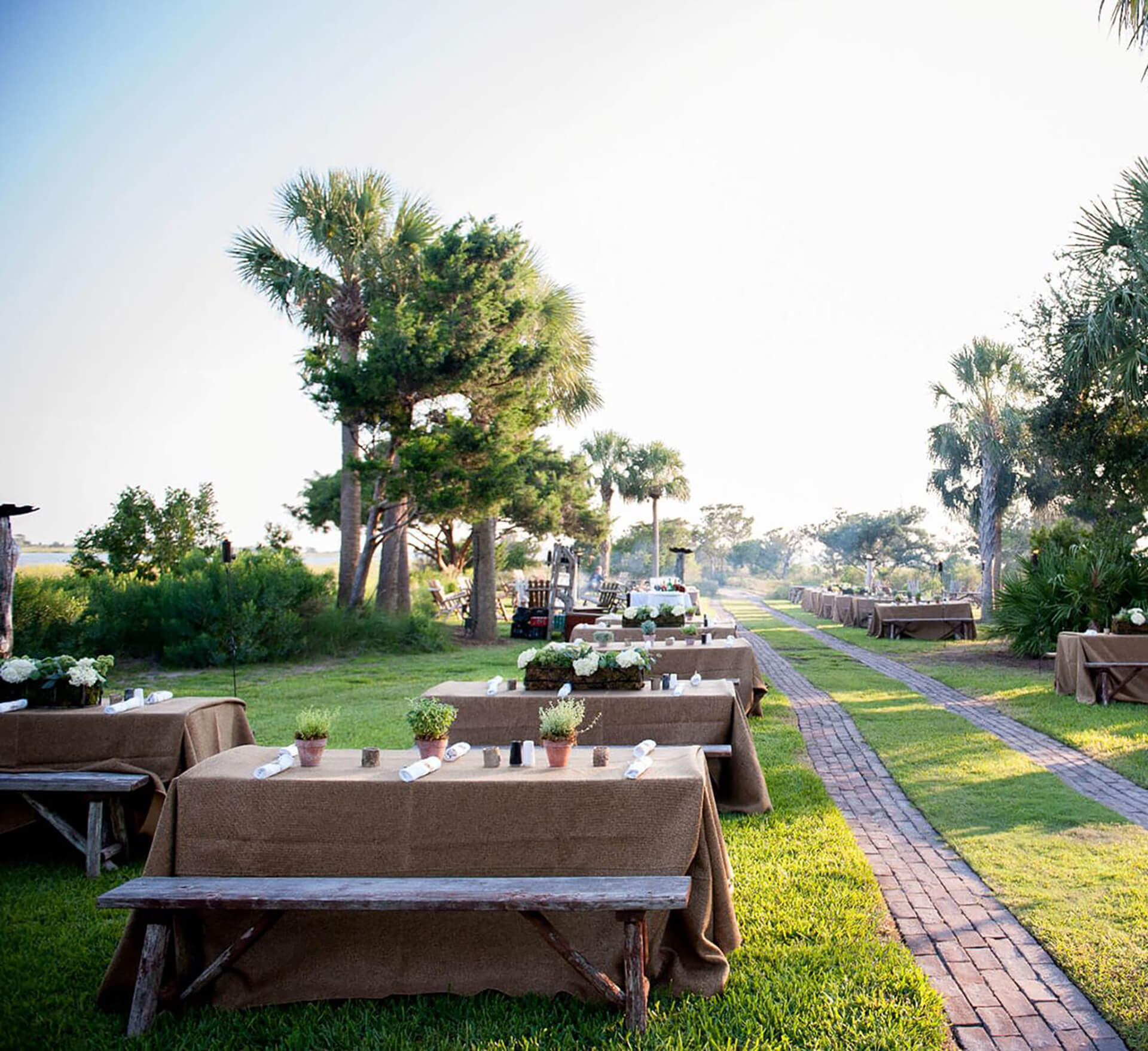 Picnic tables at Rainbow Island
