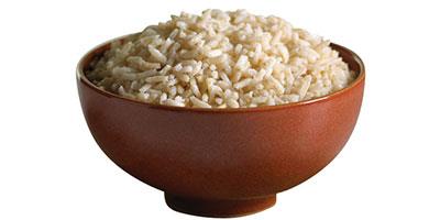 Cooked brown rice in a bowl