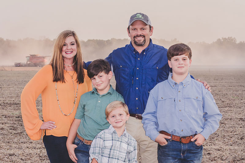 Rice farmer Jason Waller and his family