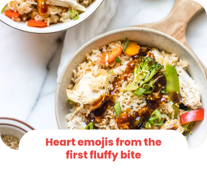 Heart emojis from the first fluffy bite