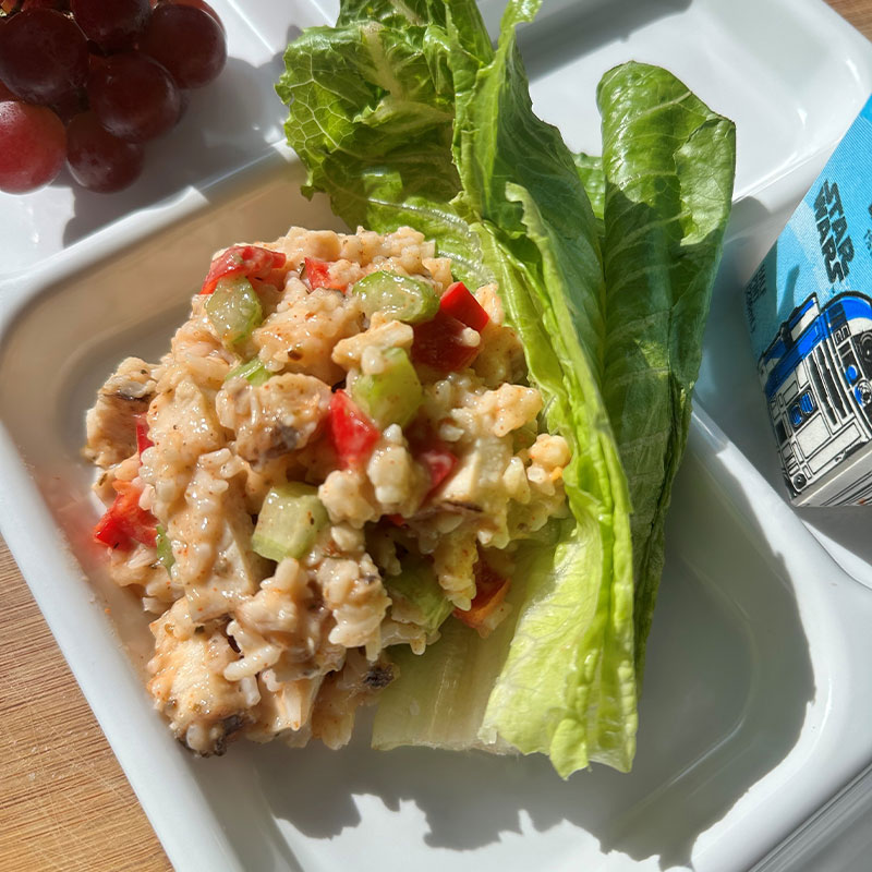 Cajun Chicken and Rice Salad Zoomed in image of Cajun Chicken and Rice Salad.