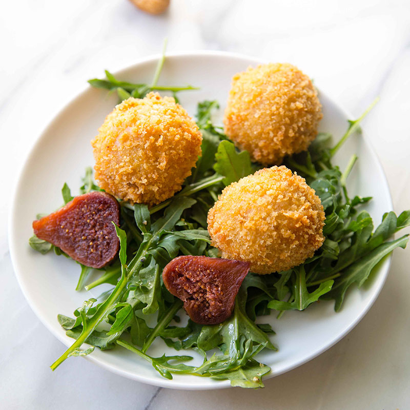 Plate of three Fig and Prosciutto Arancini