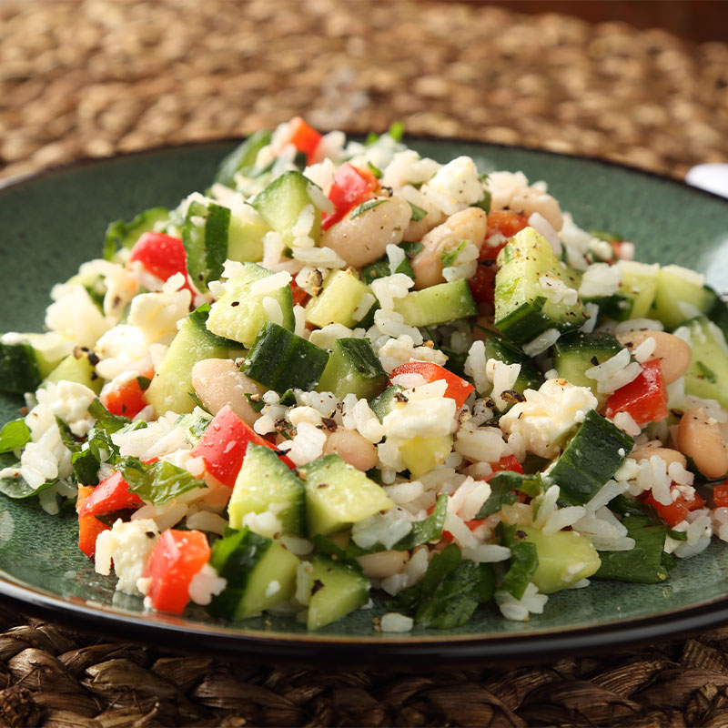 Zoomed in image of Fresh Parsley & Mint Rice Salad.