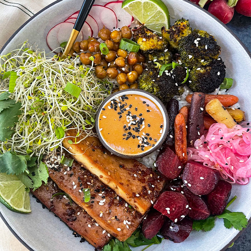 Nourish Bowls Zoomed in image of a Nourish Bowl.