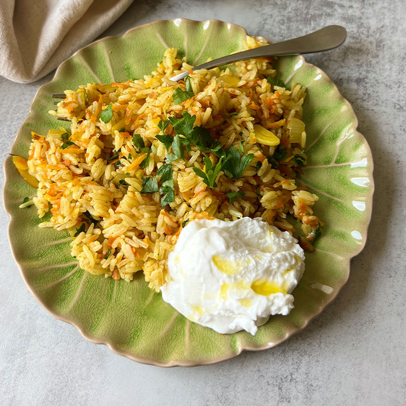 Orange Zested Rice A serving of Orange Zested Rice.