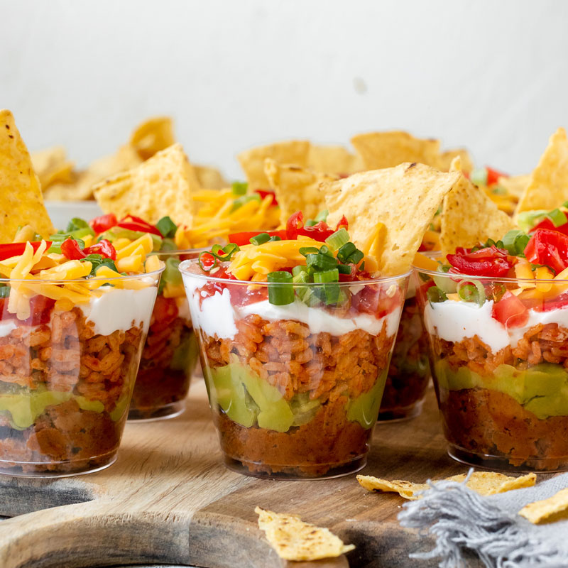 Seven Layer Rice & Bean Dip