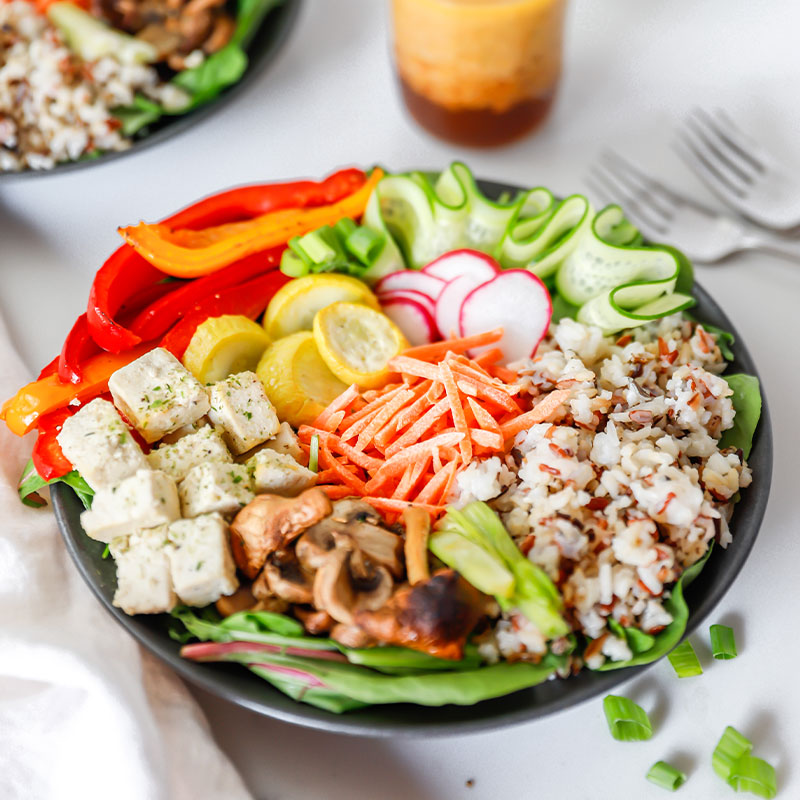 Wild Rice Buddha Bowl Zoomed in image of a Wild Rice Buddha Bowl.