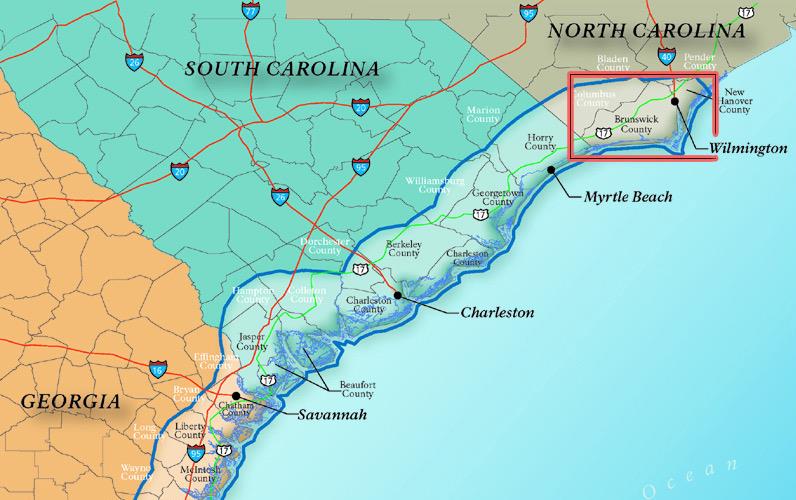 Map of Gullah Geechee region of southeastern U.S.