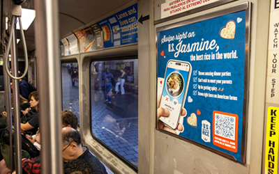 U.S. Jasmine ad inside train car