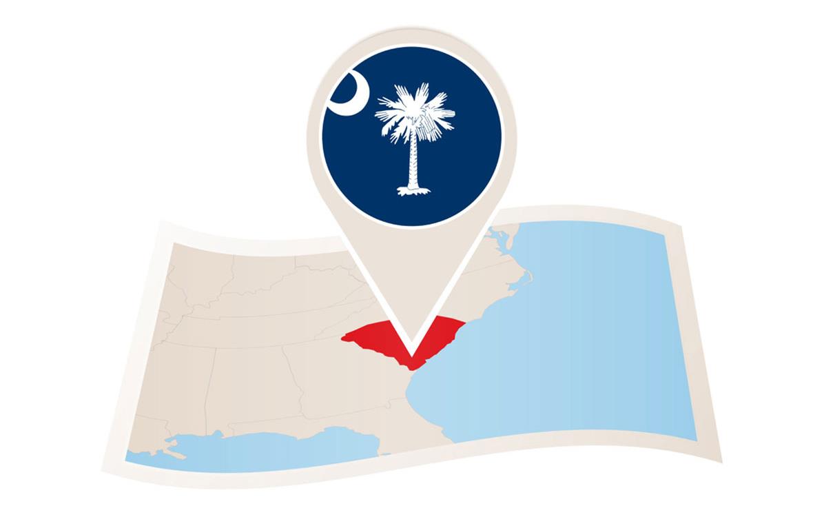 Map-of-South-Carolina in red with palmetto tree as the pin