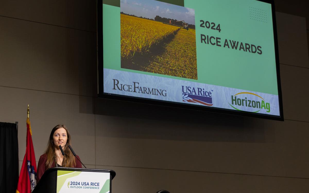 Rice-Farming-Mag-Awards,-Cassidy-Nemec at-podium