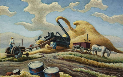 Rice Threshing, painting by Thomas Hart Benton