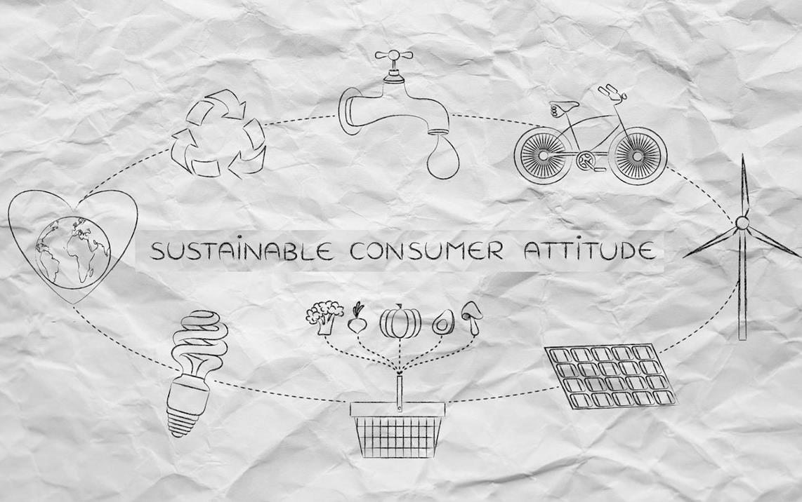 Sustainable-Consumer-Behavior-Graphic, pencil drawing of different sustainability concepts