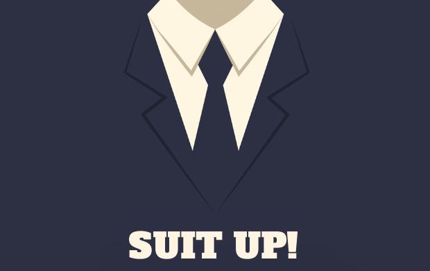 Suit Up! text w/graphic of suit and tie