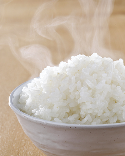 Bowl of cooked white rice