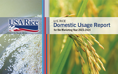 2023-24 DUR cover with photos of milled rice and mature rice stalk