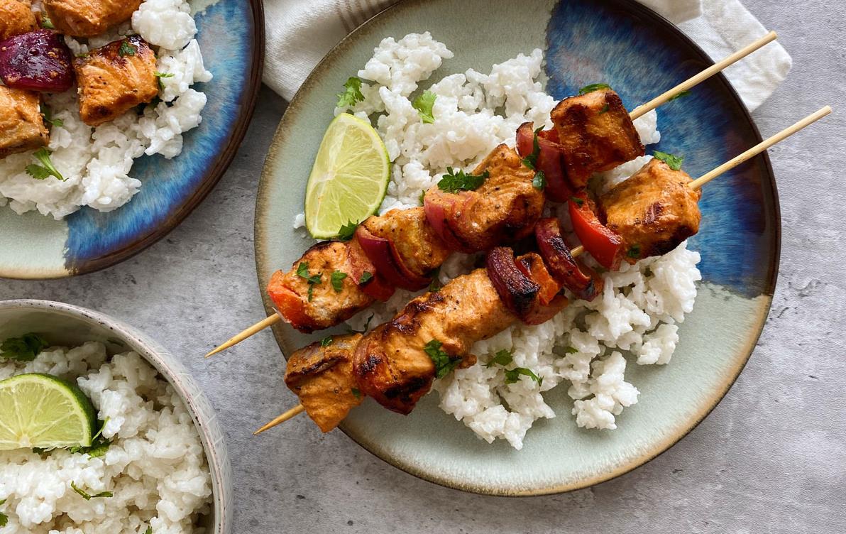 Coconut-Rice-&-Salmon-Skewers