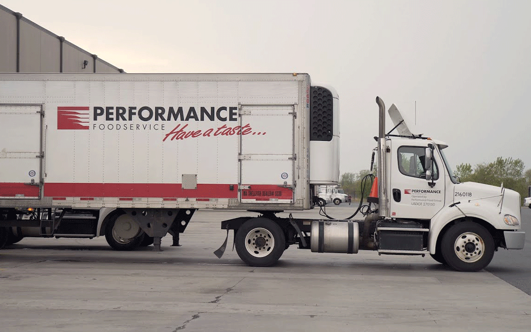 PFG-truck backed into a distribution center