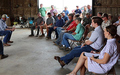 Congressman Jason Smith addresses the crowd at Daniels Farms in Rives, MO