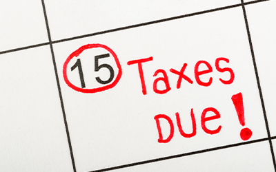 Calendar reminder: April 15 Taxes Due!