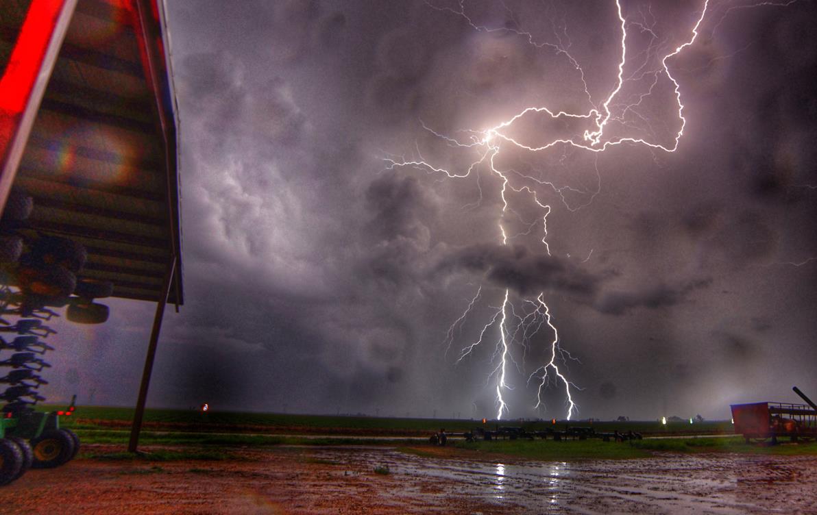 Dark sky with lightening