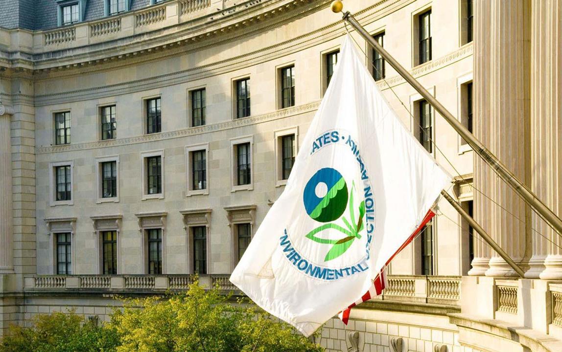 Logo flag flying outside EPA-HQ-in-Washington-DC