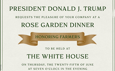 Invitation to White House Dinner for American Farmers
