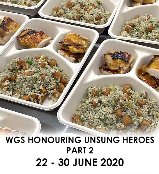 Unsung Heroes Event poster shows take-out meals of rice and chicken