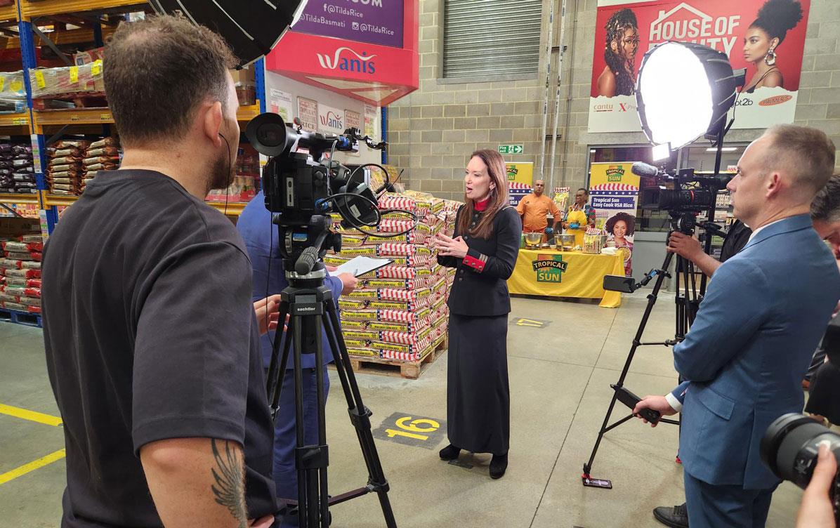 Ag Secy Rollins on-camera being interviewed at Wanis in UK