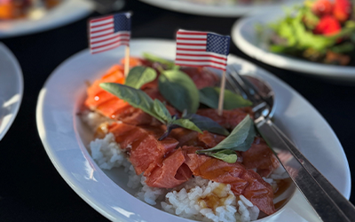 US rice dish with flags at FAS Poland event