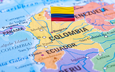 Map of Colombia with flag