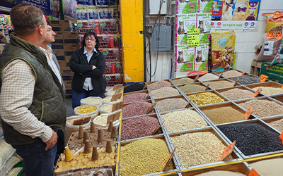 2025 MX Trade Mission, visiting Central de Abasto, grain display