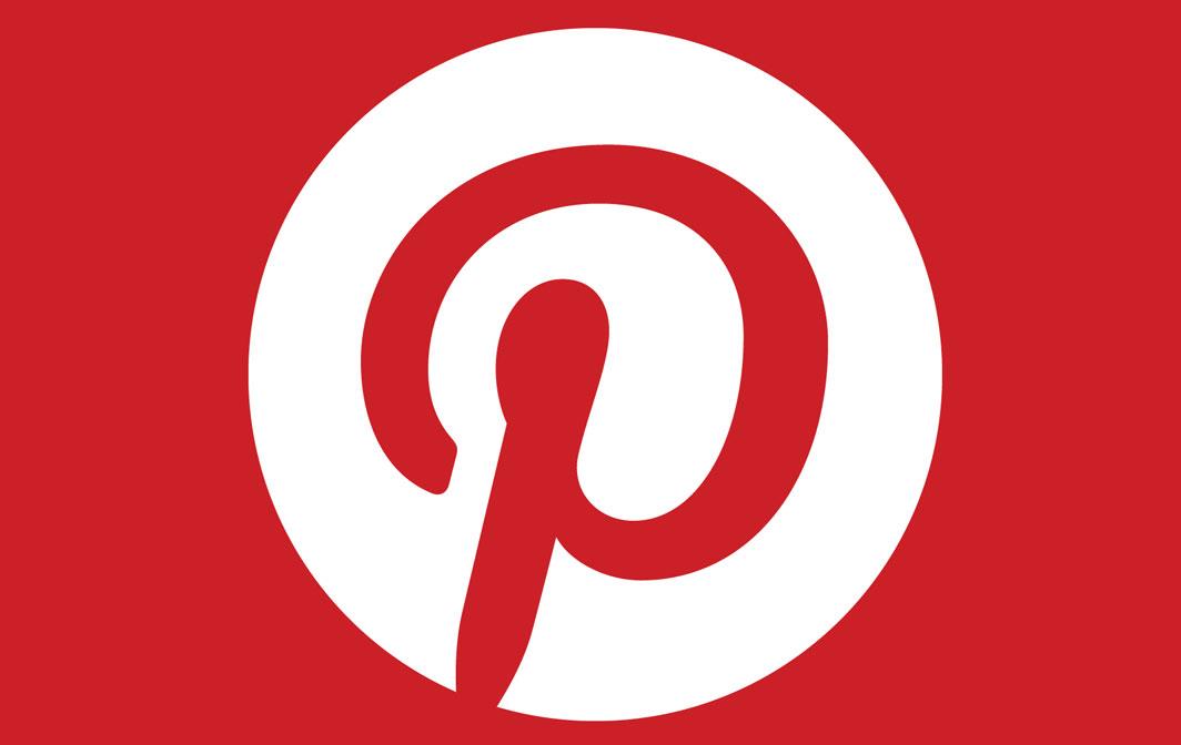 Pinterest logo, red P inside white circle on red background