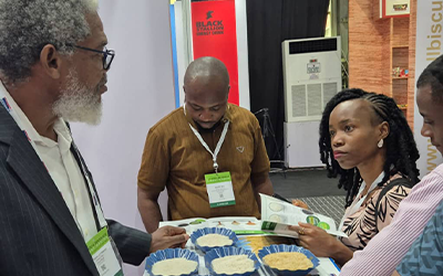 Rice Sampling at USA Rice booth at West African Trade Show