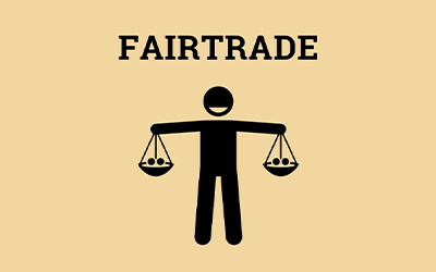 Fairtrade graphic of person balancing equal scales in each hand