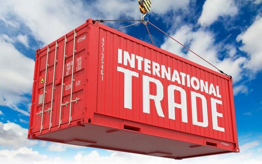 Loading Intl Trade Shipping Container via crane