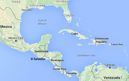 Map of Central America & Cuba