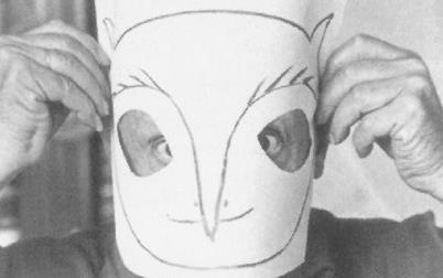 David Douglas Duncan black & white photo of Picasso wearing paper bird mask