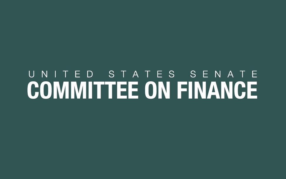 US Senate Committee on Finance, white text on gray background