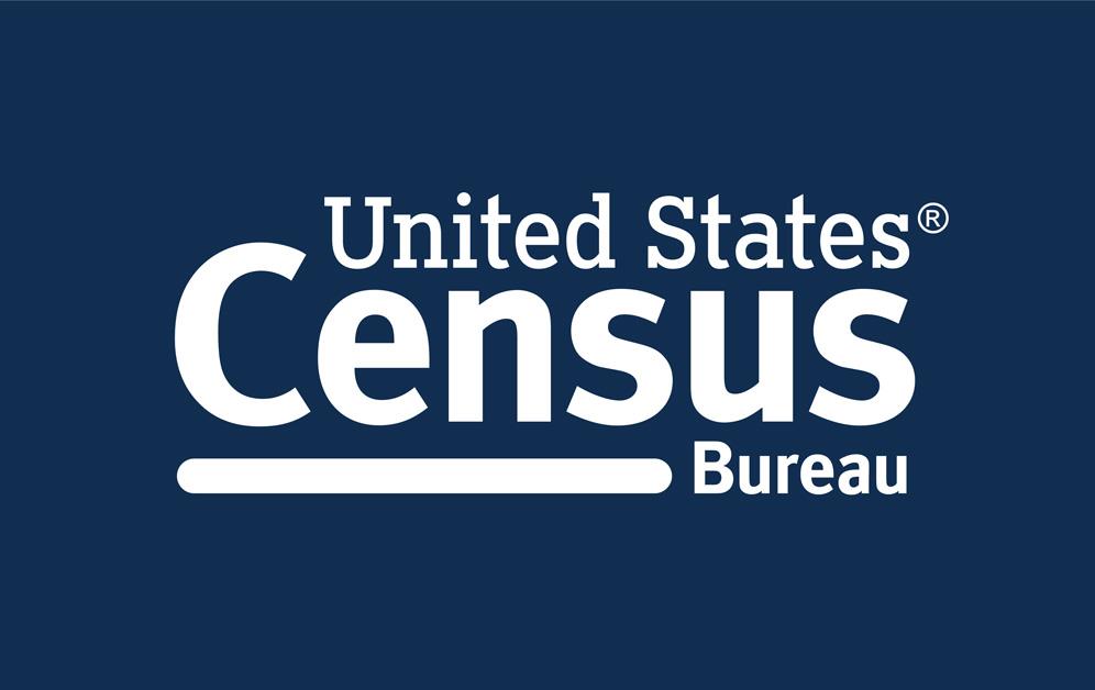 US Census Bureau logo, white text on dark blue background