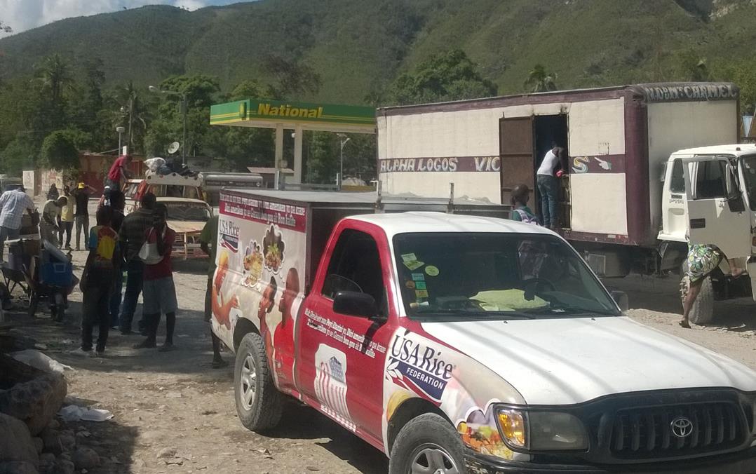 USAR-truck-driving on a dirt road in-Haiti