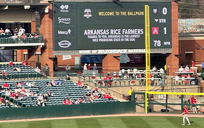 UofA baseball scoreboard thanks AR rice farmers