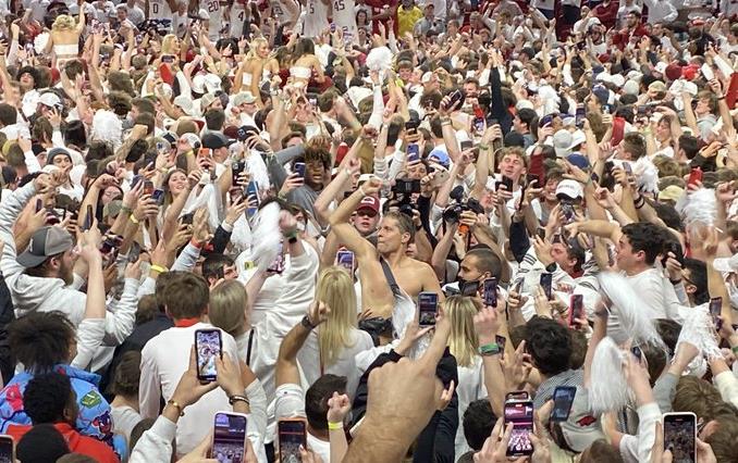 AR Defeats #1 Auburn in OT, crowd shirt with shirtless coach