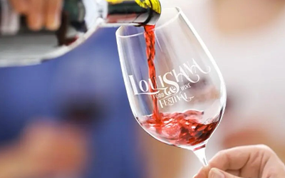 2026 LA Food & Wine Festival, wine pouring into souvenir glass