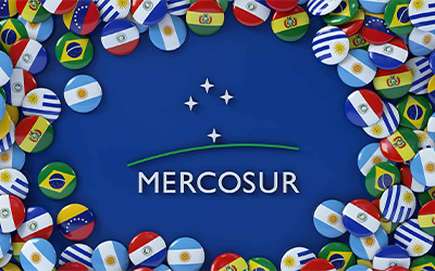 Buttons w/flags representing MERCOSUR countries
